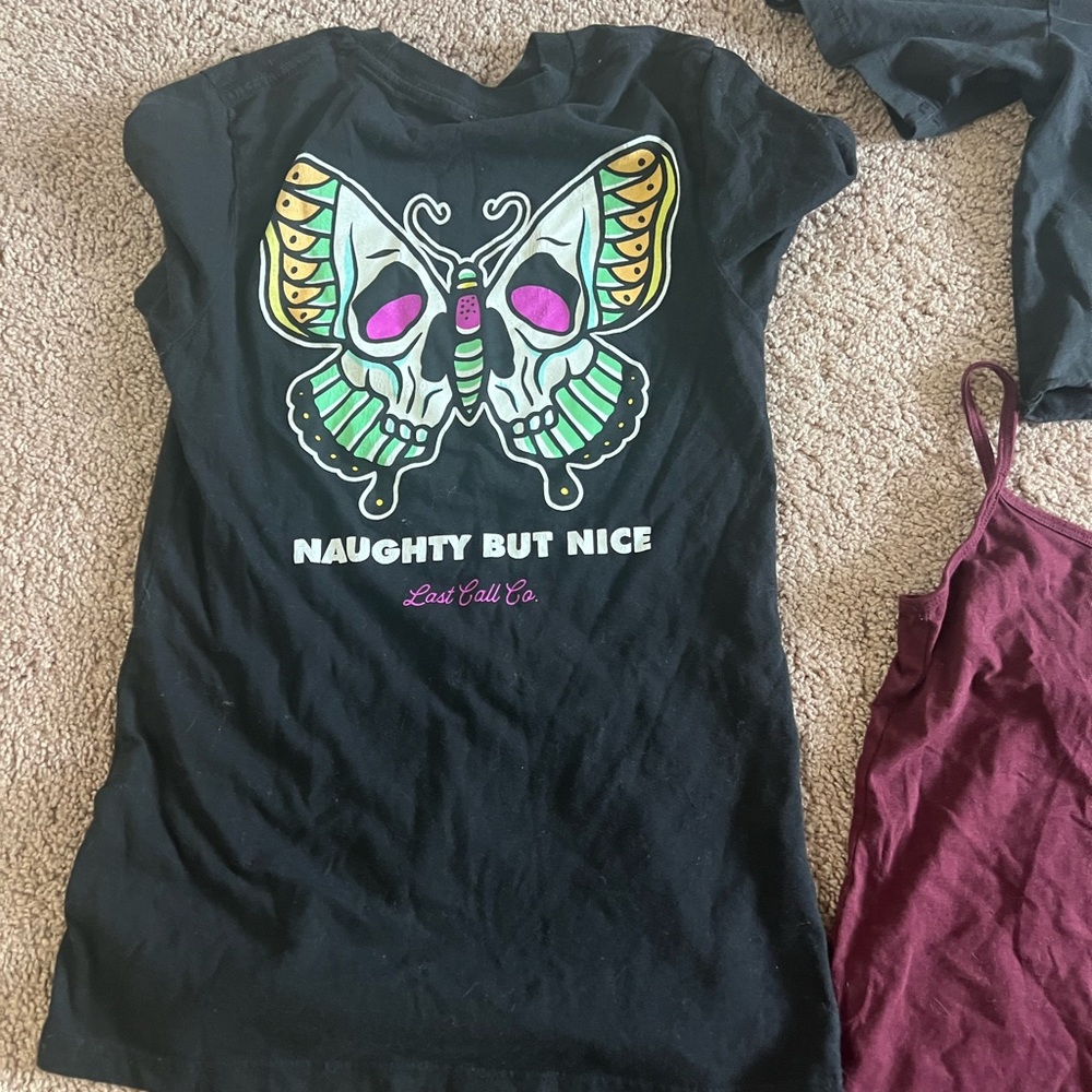Black T-Shirt with Butterfly Design